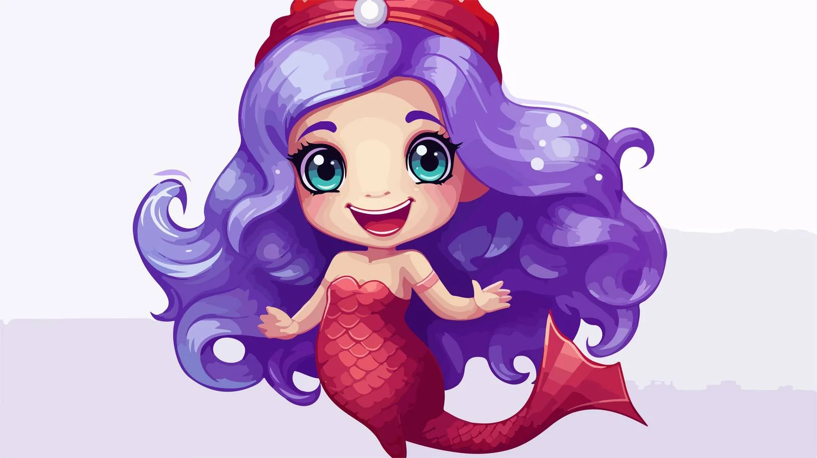 Adorable Mermaid in Santa Hat — free download from Dotvec