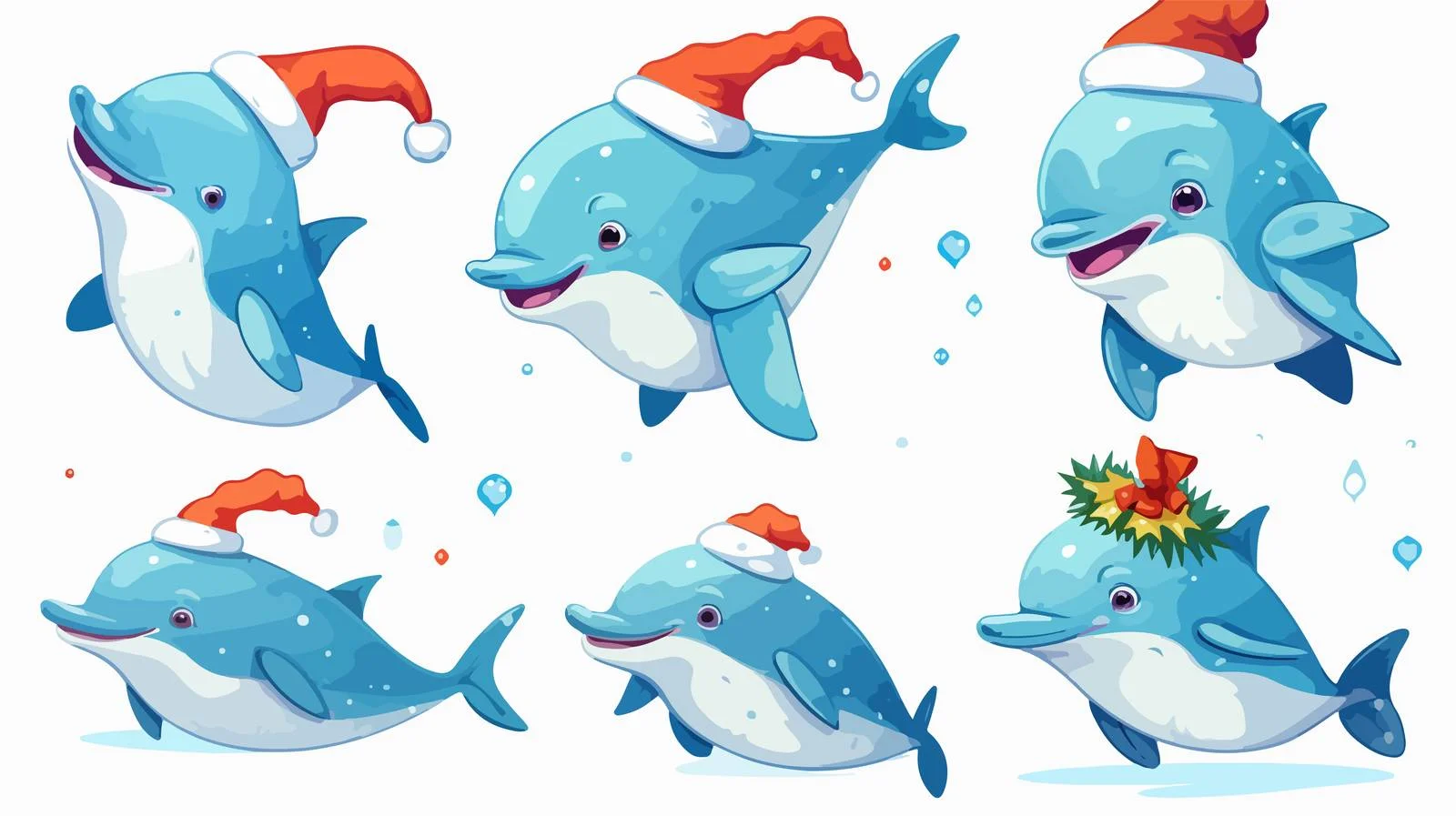 Adorable Festive Fish and Dolphins — free download from Dotvec