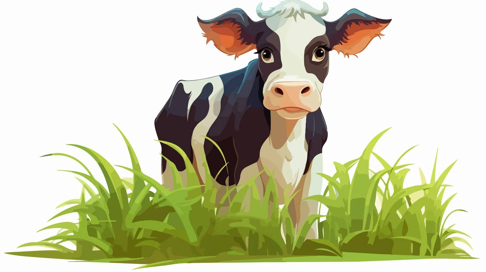 Cheerful Cow Grazing Vector Illustration — free download from Dotvec