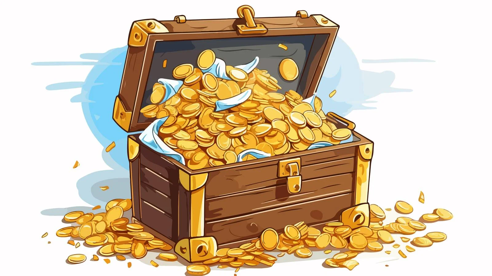 Whimsical Treasure Box Filled with Gold — free download from Dotvec