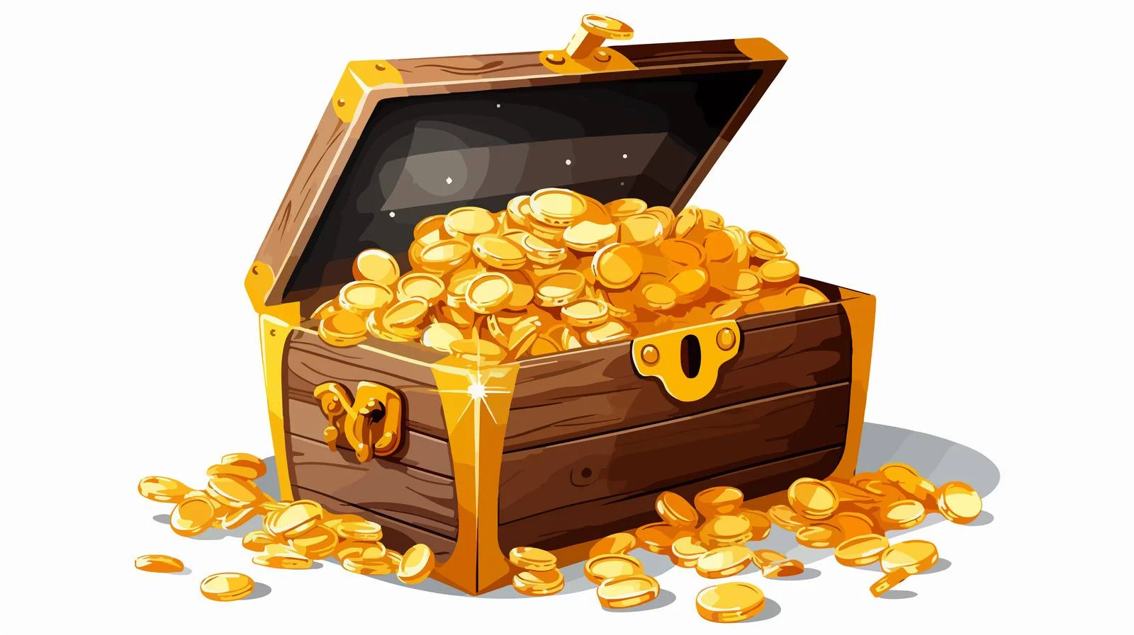 Adorable Treasure Box Overflowing with Gold — free download from Dotvec