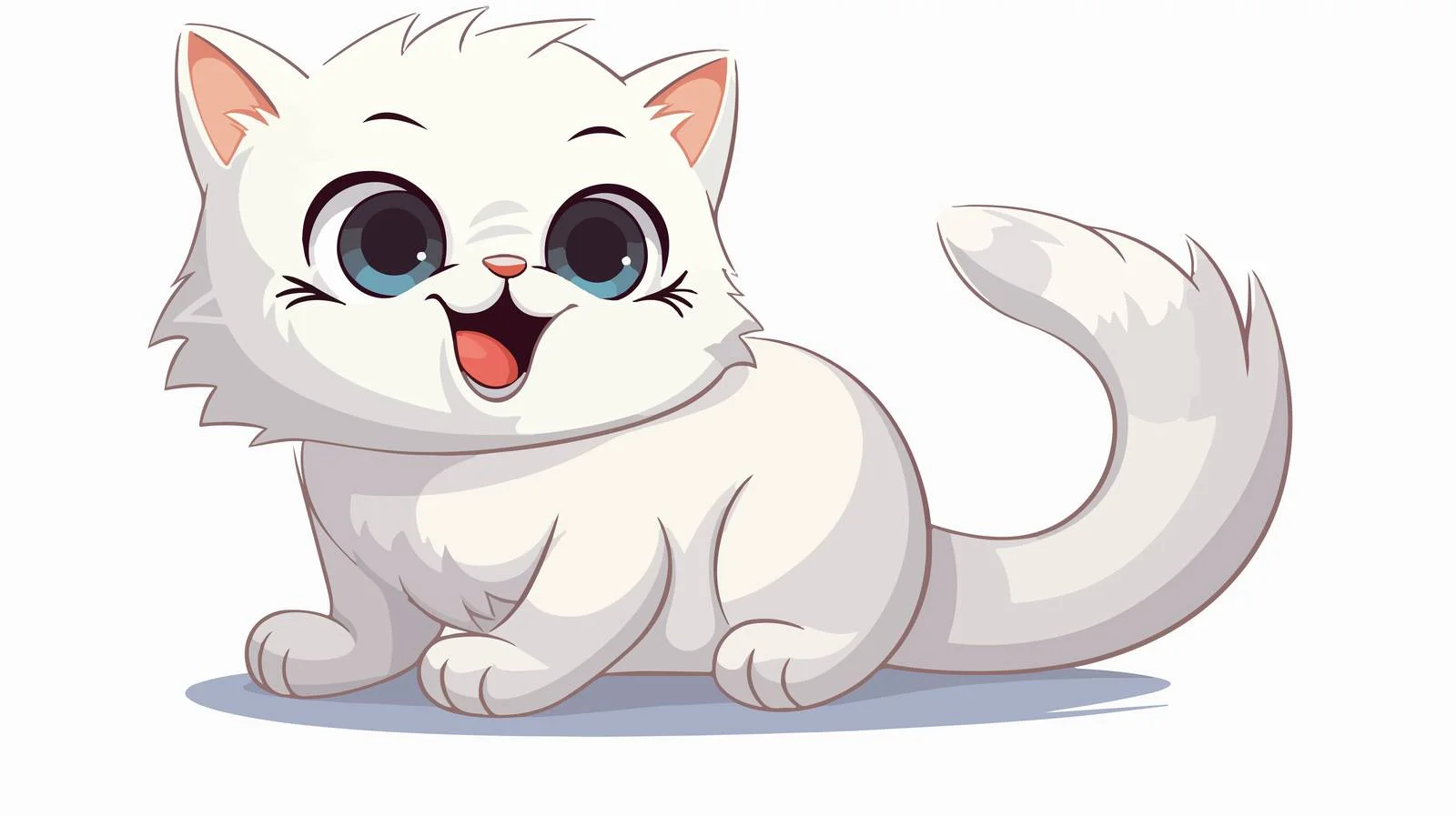 Joyful White Cat Rolling Vector Illustration — free download from Dotvec