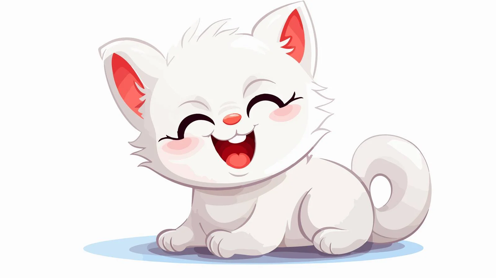 Happy White Cat Rolling Vector Illustration — free download from Dotvec