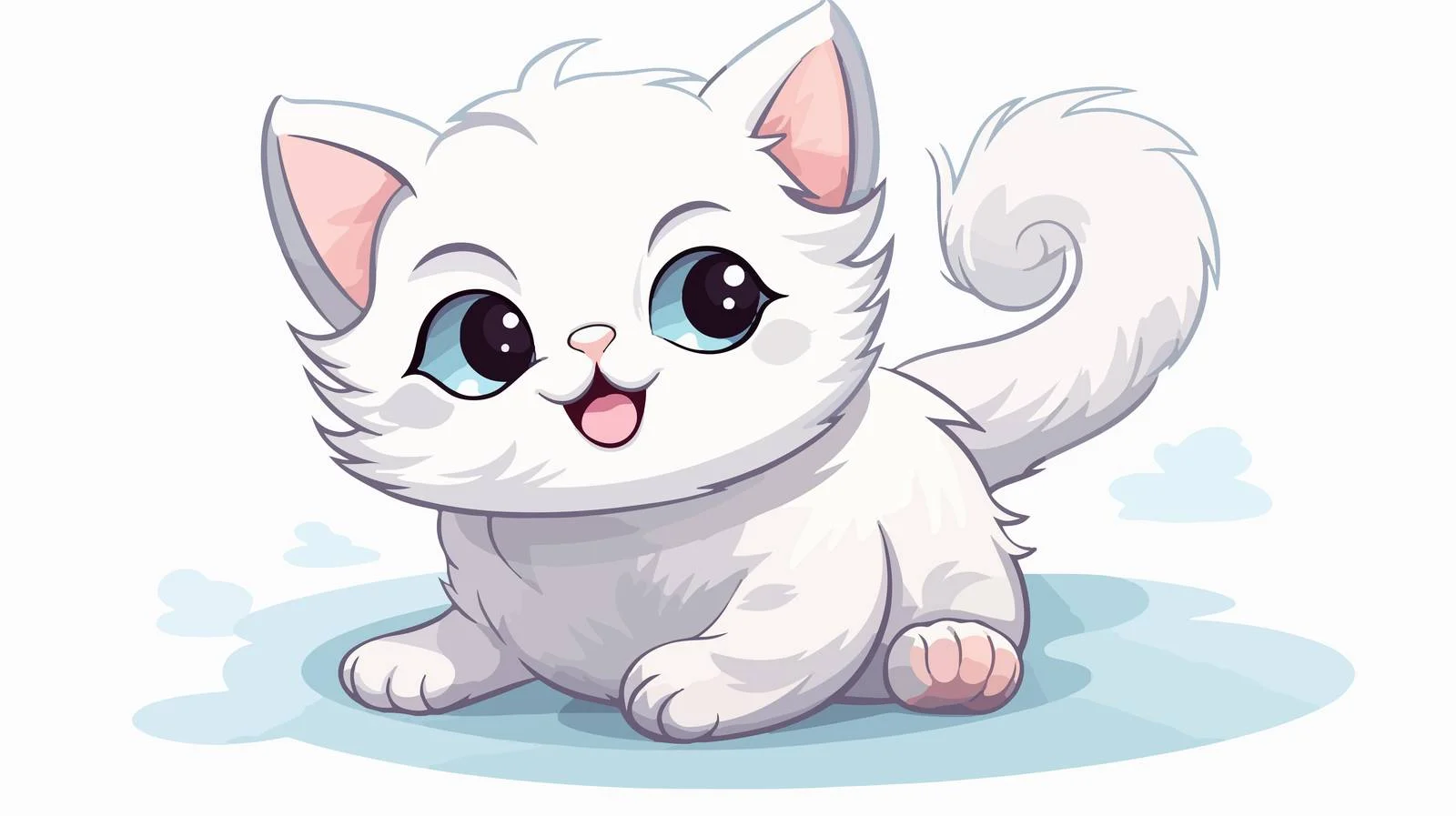 Happy White Cat Rolling Vector Illustration — free download from Dotvec