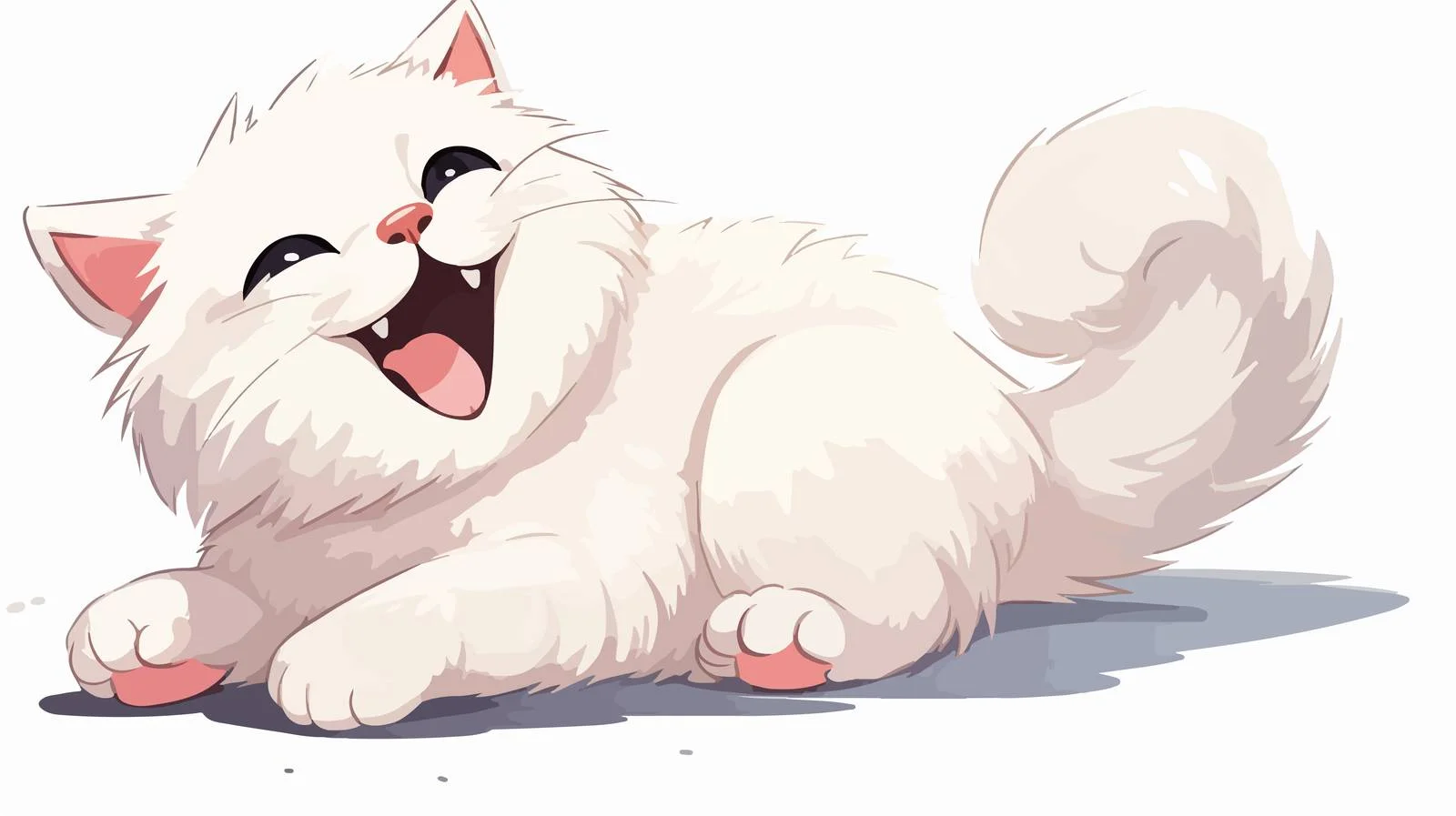 Cheerful White Cat Rolling Vector Illustration — free download from Dotvec