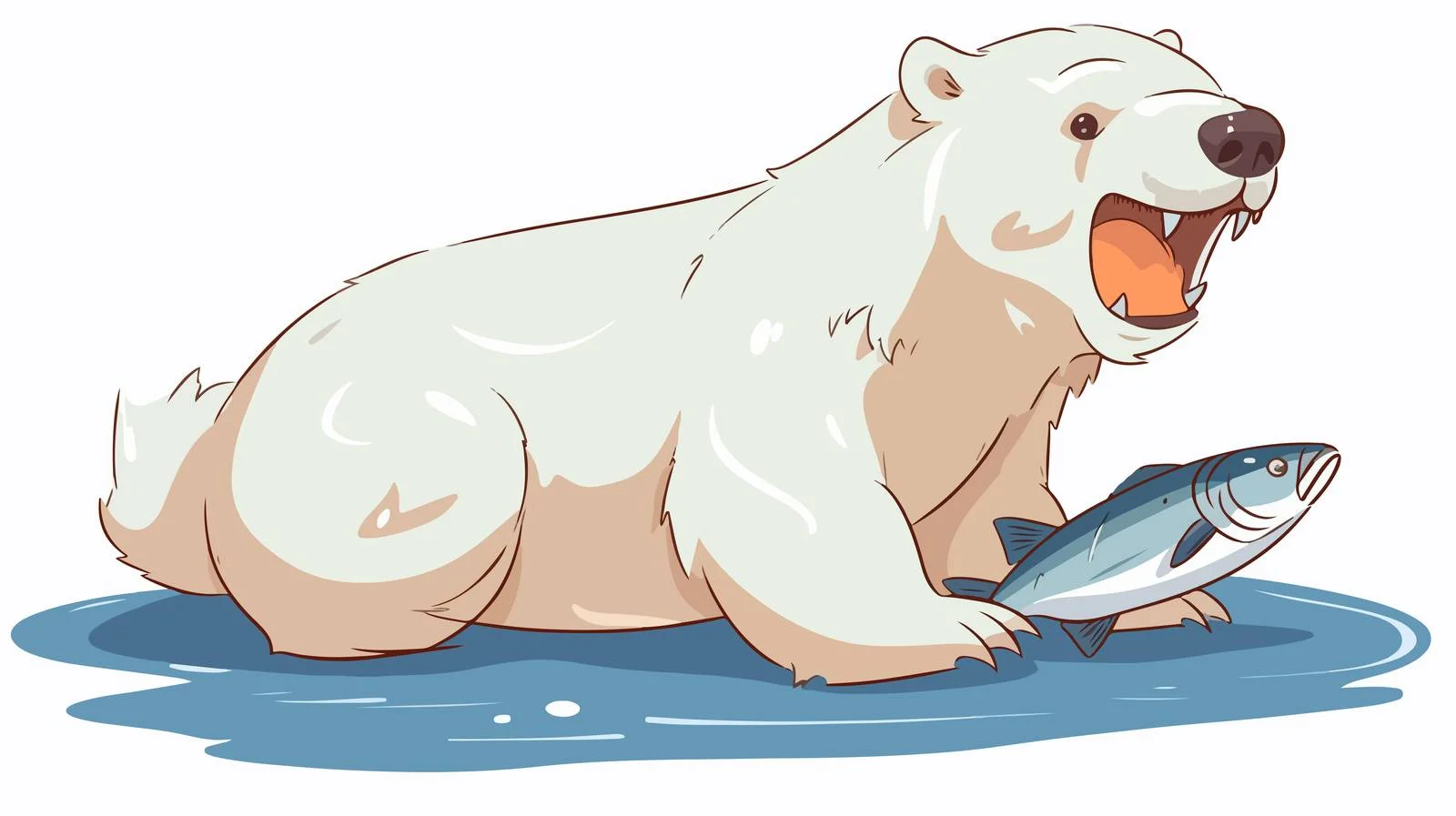 Polar Bear Eating Fish Vector Illustration — free download from Dotvec