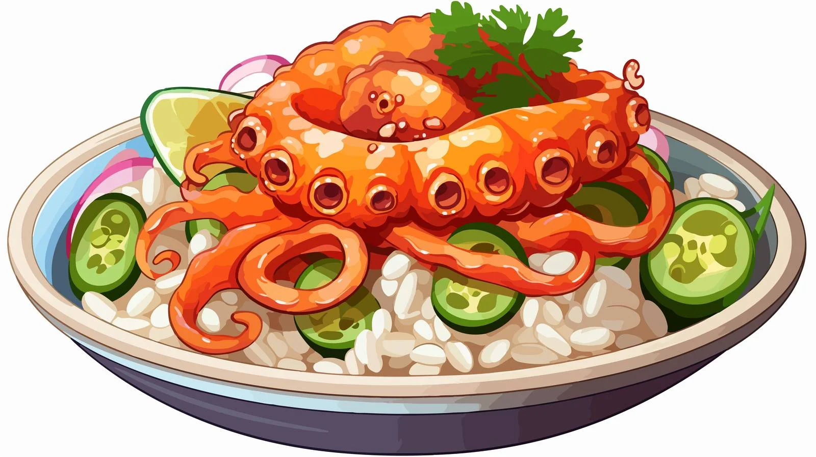 Traditional Squid Dish: Nasi Cumi — free download from Dotvec