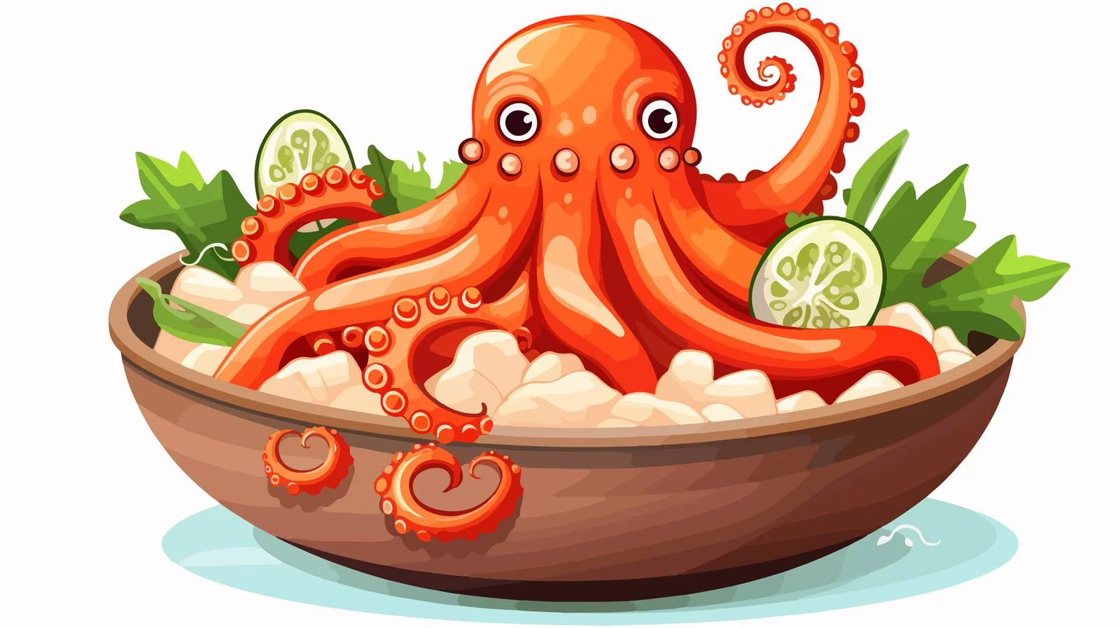 Adorable Funny Squid Nasi Cumi Dish — free download from Dotvec
