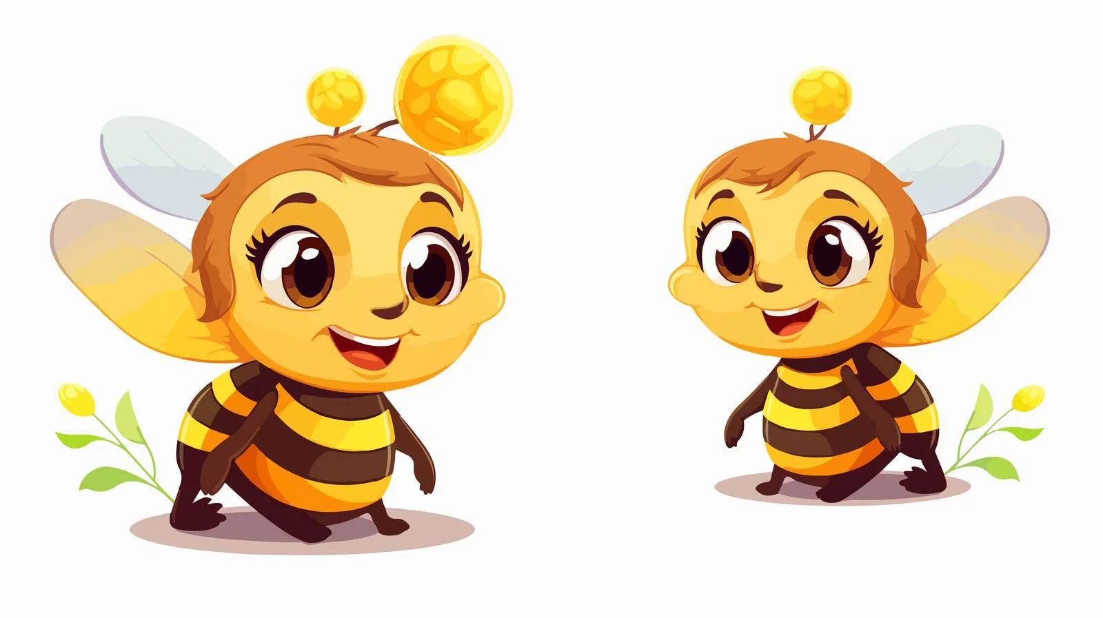 Adorable Bee Cartoon Hexagon Honeycomb Character — free download from Dotvec
