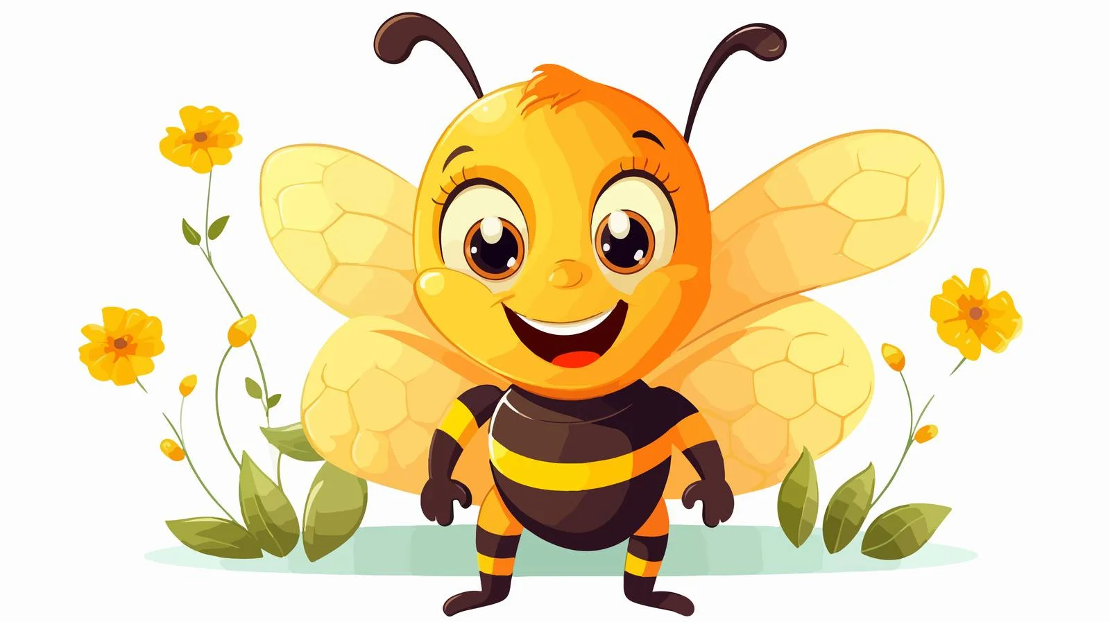 Sweet Bee Cartoon Icon in Honeycomb — free download from Dotvec