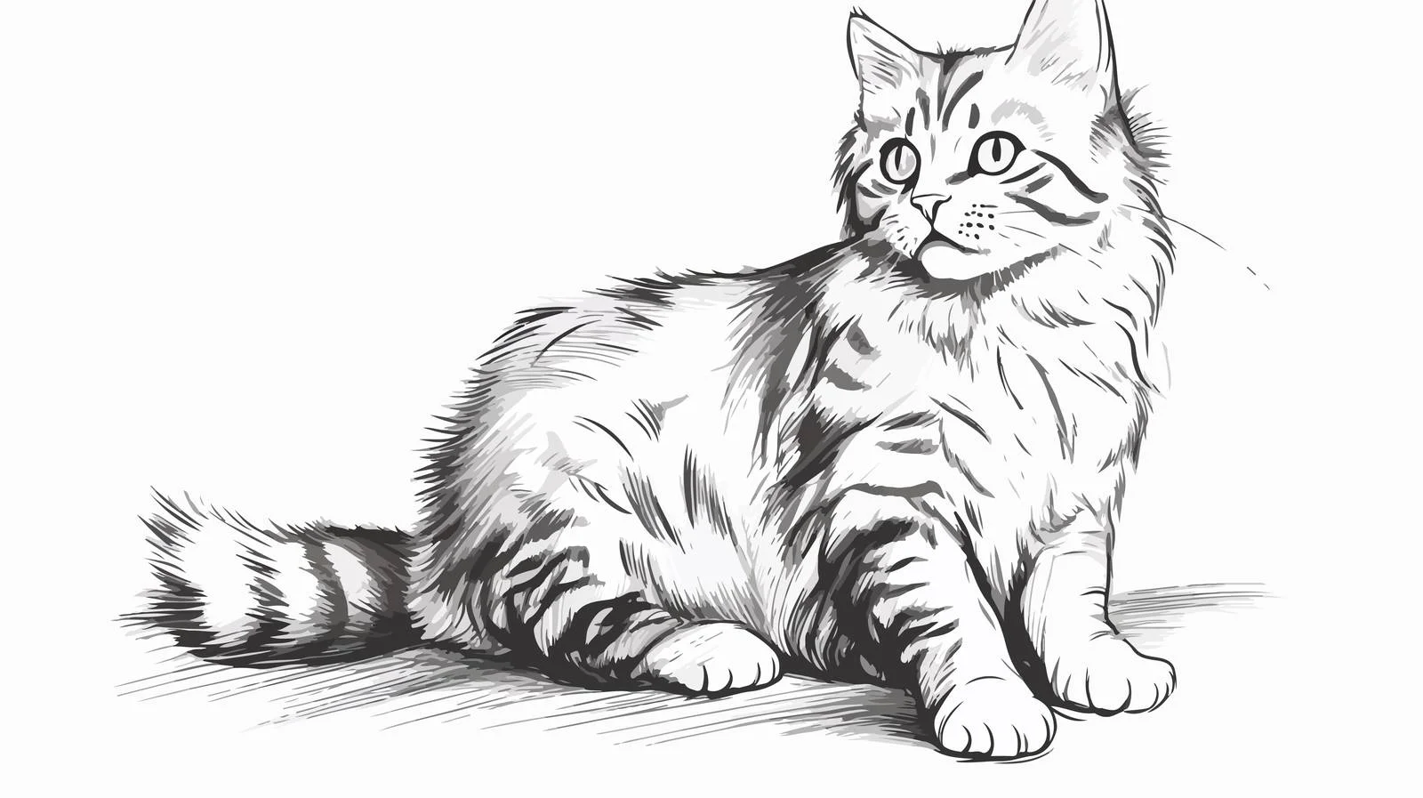 Hand-Drawn Cute Cat Portrait Sketch — free download from Dotvec