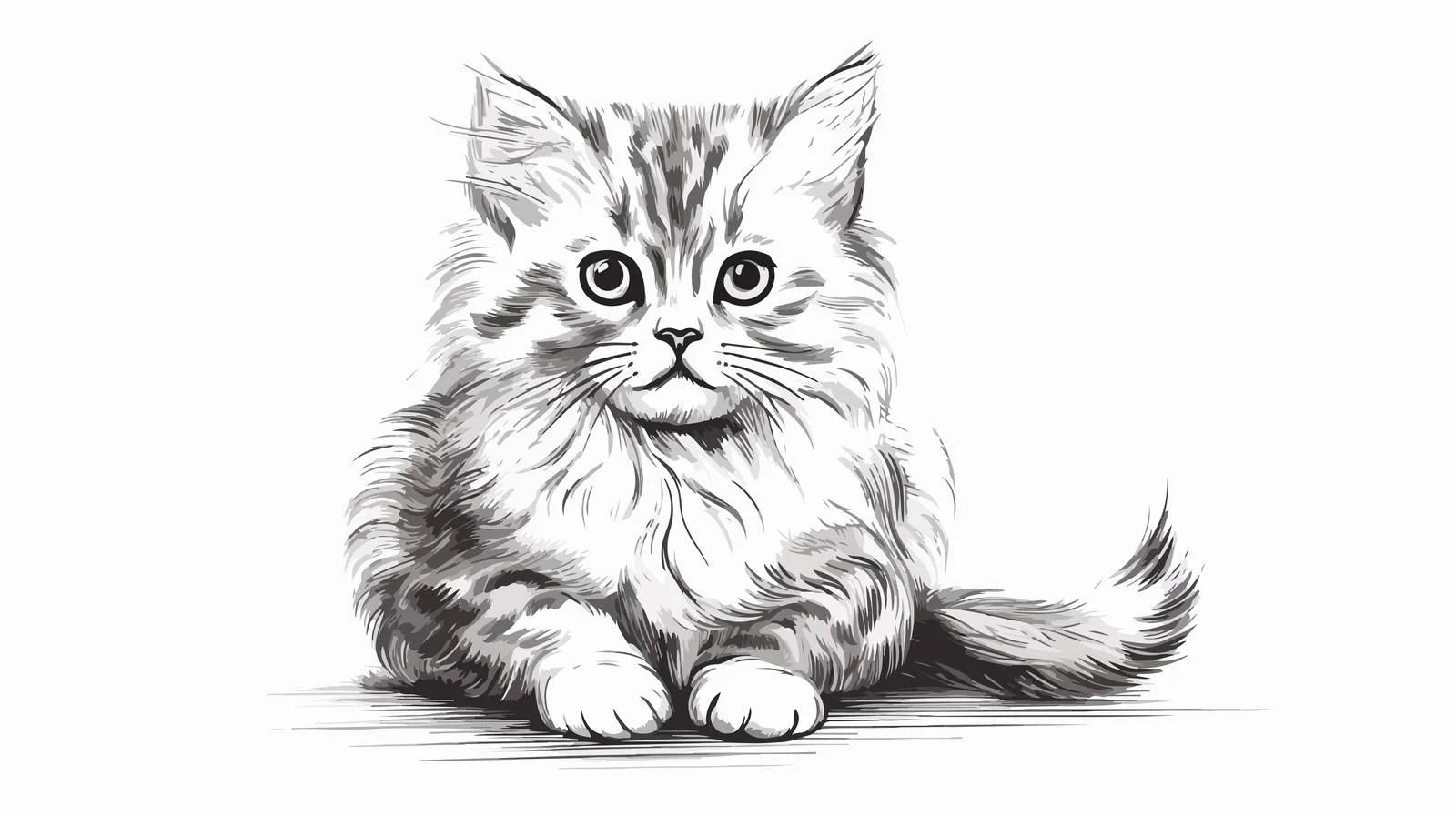 Charming Cat Portrait Sketch — free download from Dotvec