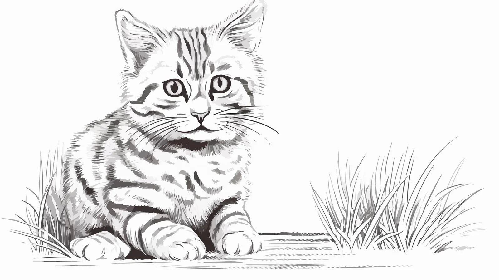Charming Cat Engraving Sketch Portrait — free download from Dotvec