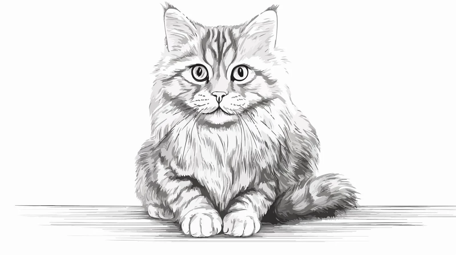 Engraved Cat Portrait Sketch — free download from Dotvec