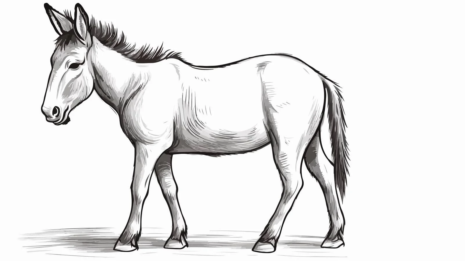 Engraved Cute Donkey Vector Sketch — free download from Dotvec