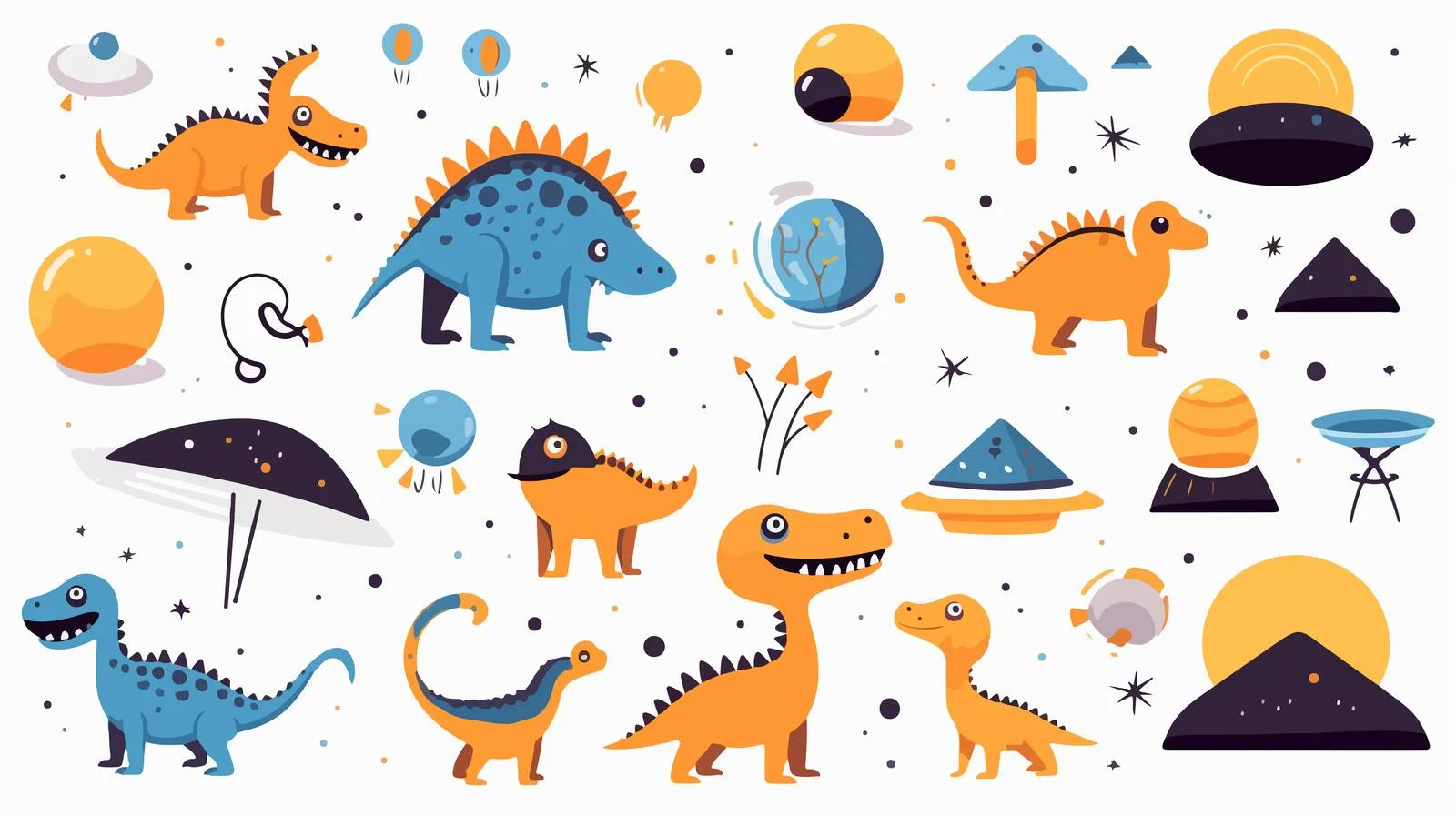 Dinosaur UFO Vector Illustration — free download from Dotvec