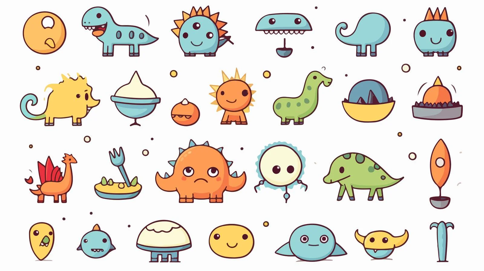 Cute Dinosaur and UFO Vector Illustration — free download from Dotvec