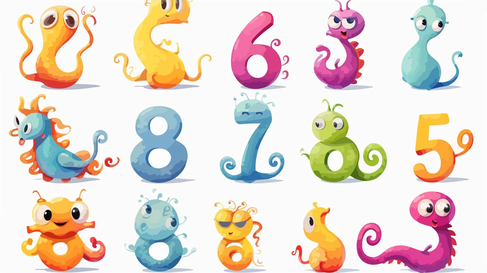 Funny Cartoon Numbers Set — free download from Dotvec