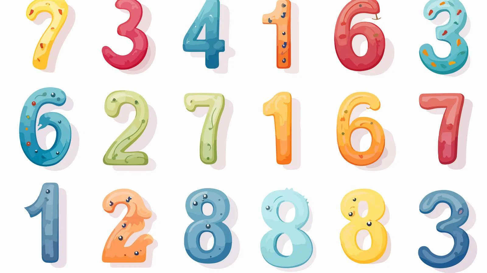 Funny Numbers Cartoon Vector Illustrations — free download from Dotvec