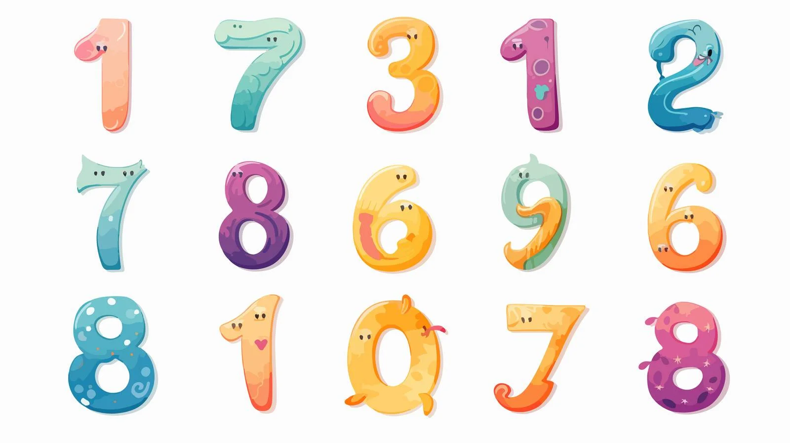 Funny Number Cartoon Illustration Set — free download from Dotvec