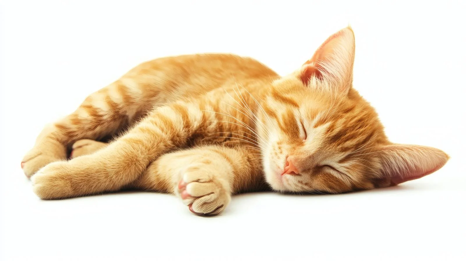 Adorable sleeping ginger cat on white — free download from Dotvec