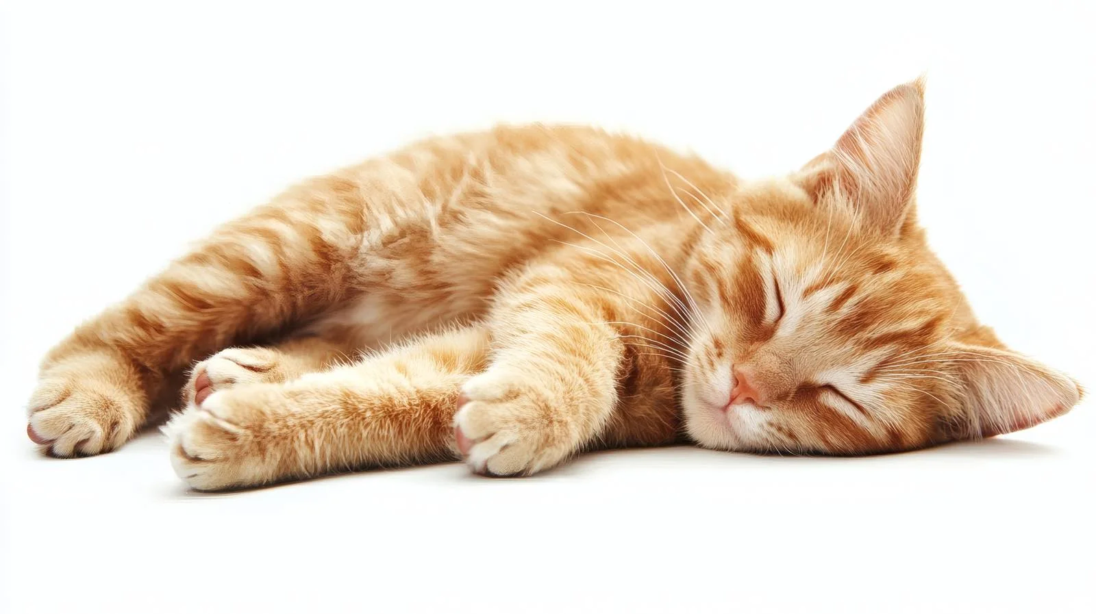 Adorable ginger cat napping on white — free download from Dotvec