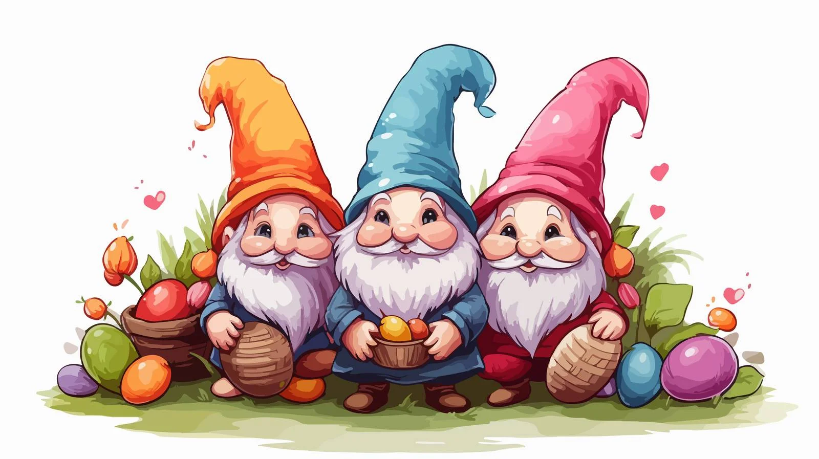 Adorable Gnome Bunny Ears Holding Carrots — free download from Dotvec