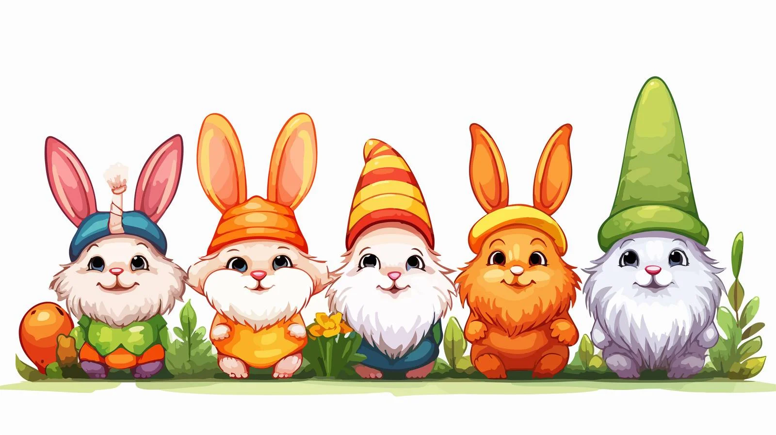 Adorable Gnomes with Bunny Ears — free download from Dotvec