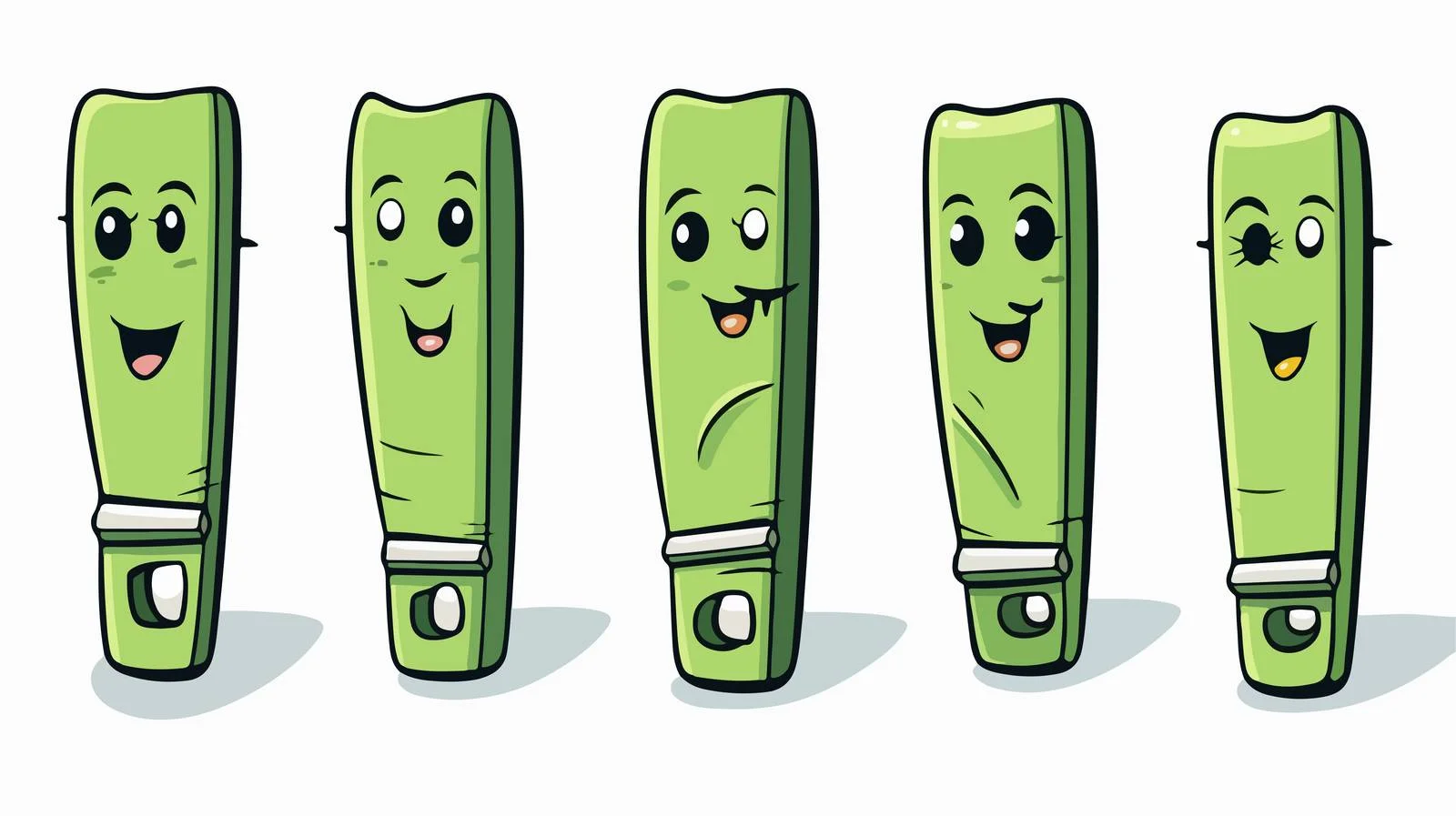 Cartoon Green Staples Vector Illustration — free download from Dotvec