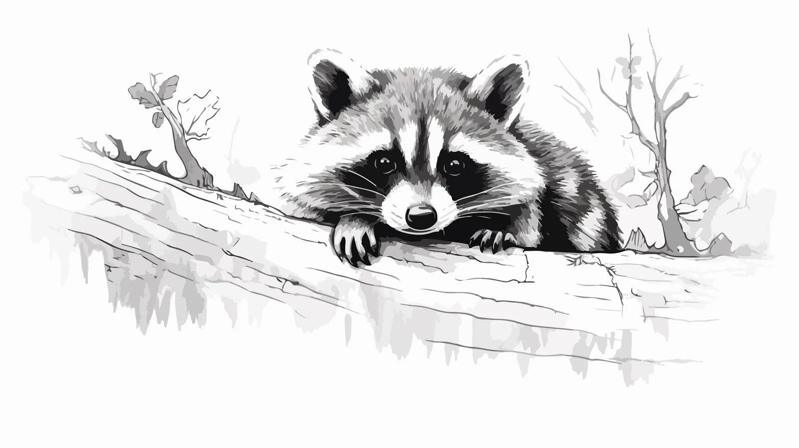 Cute Raccoon Sketch Vector Drawing — free download from Dotvec