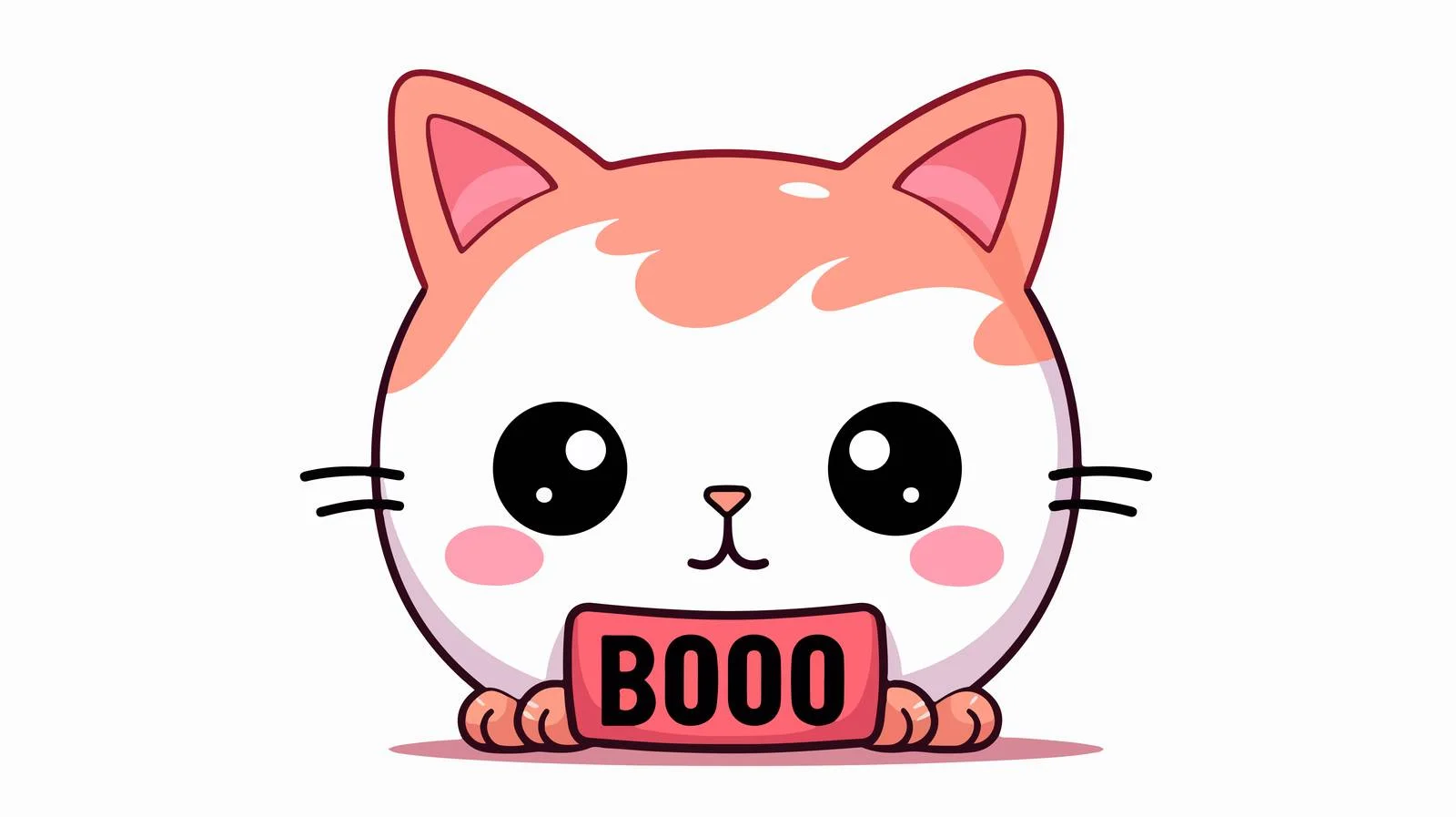 Adorable Cat Muzzle with 'BOO' Inscription — free download from Dotvec