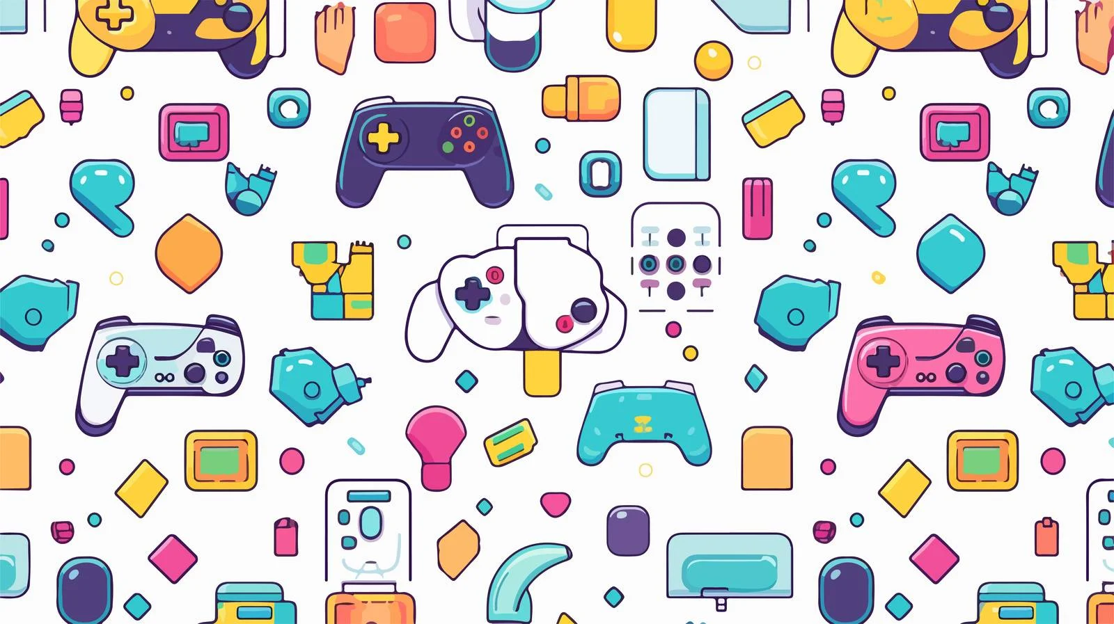 Pixel Game Style Cute Outline Pattern — free download from Dotvec