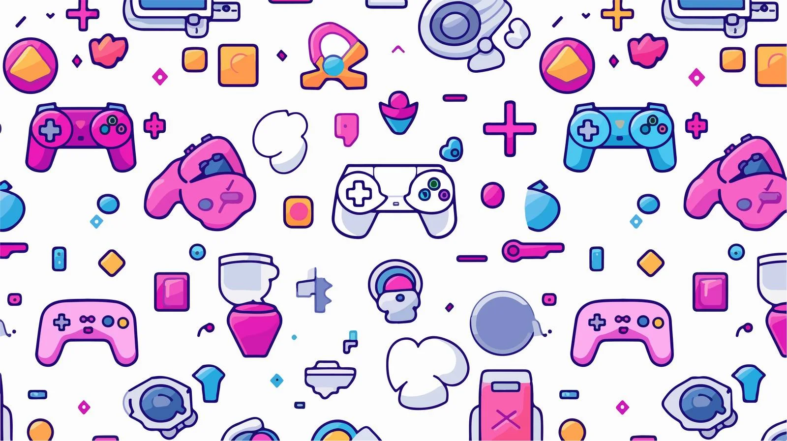 Pixel Game Style Seamless Outline Pattern — free download from Dotvec