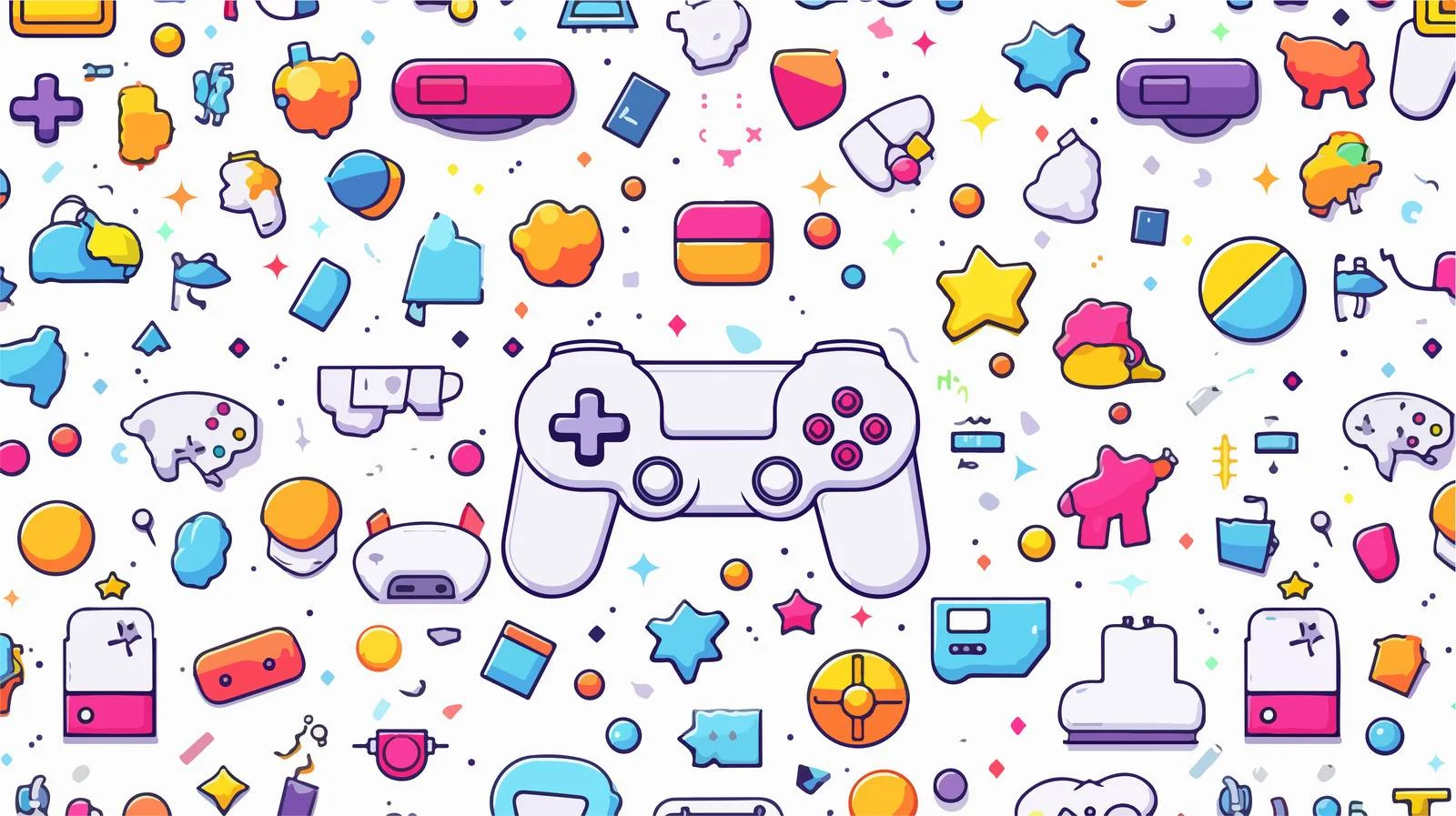 Pixel Game Seamless Outline Pattern — free download from Dotvec