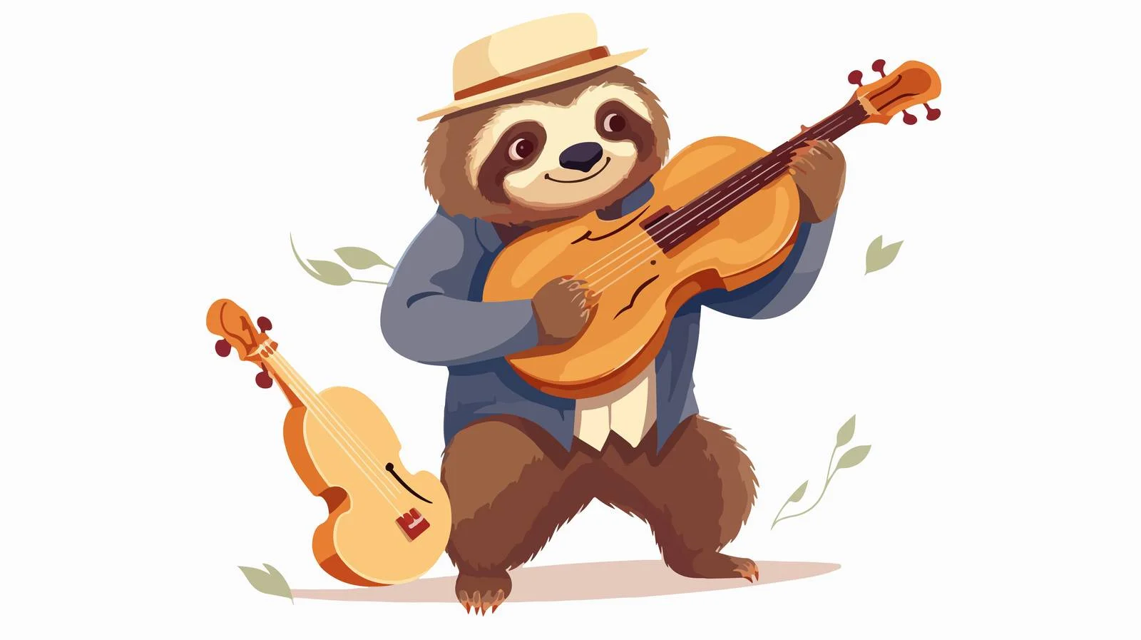 Adorable sloth in formal attire playing fiddle — free download from Dotvec