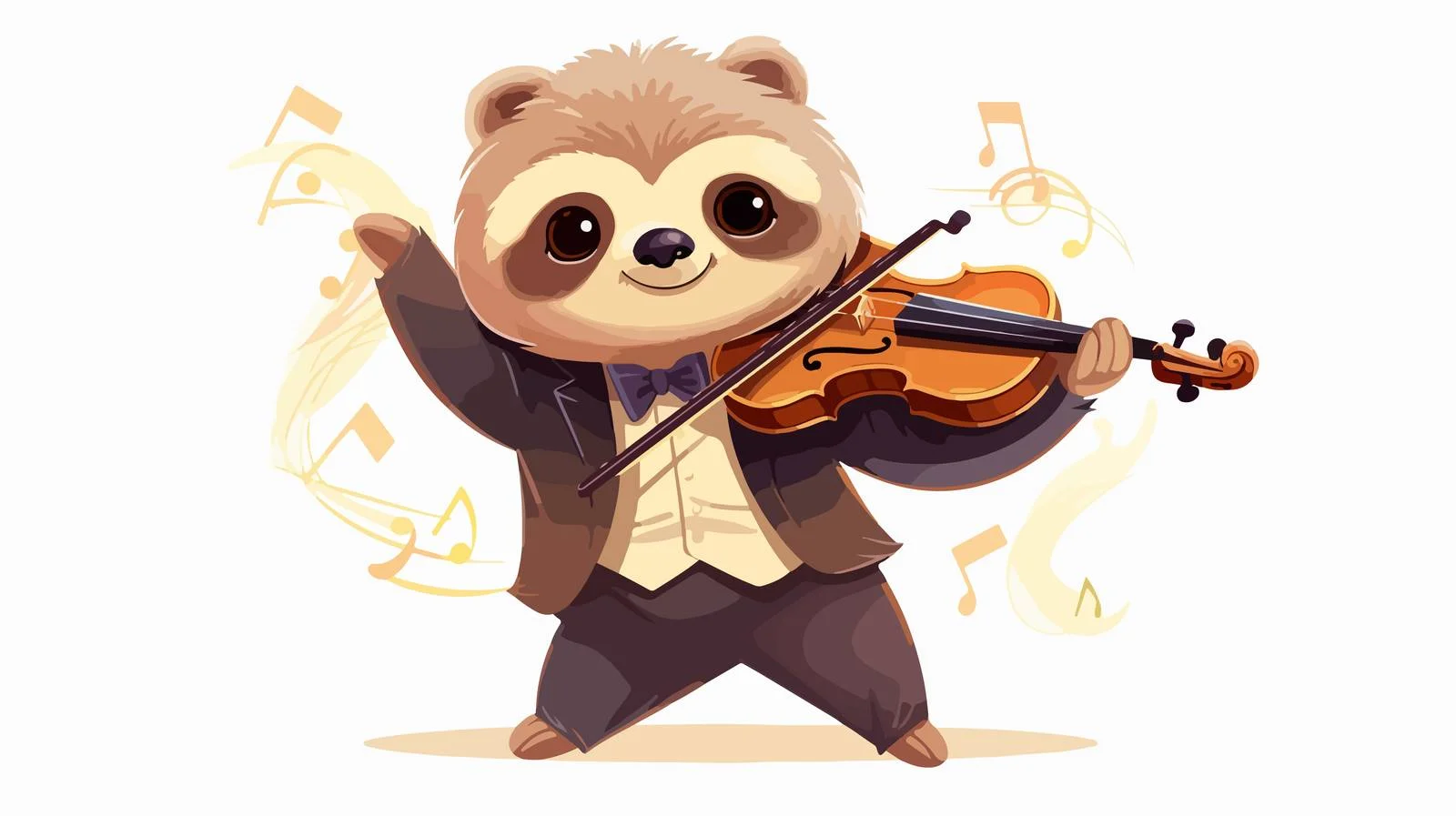 Musical sloth in dapper attire fiddling — free download from Dotvec