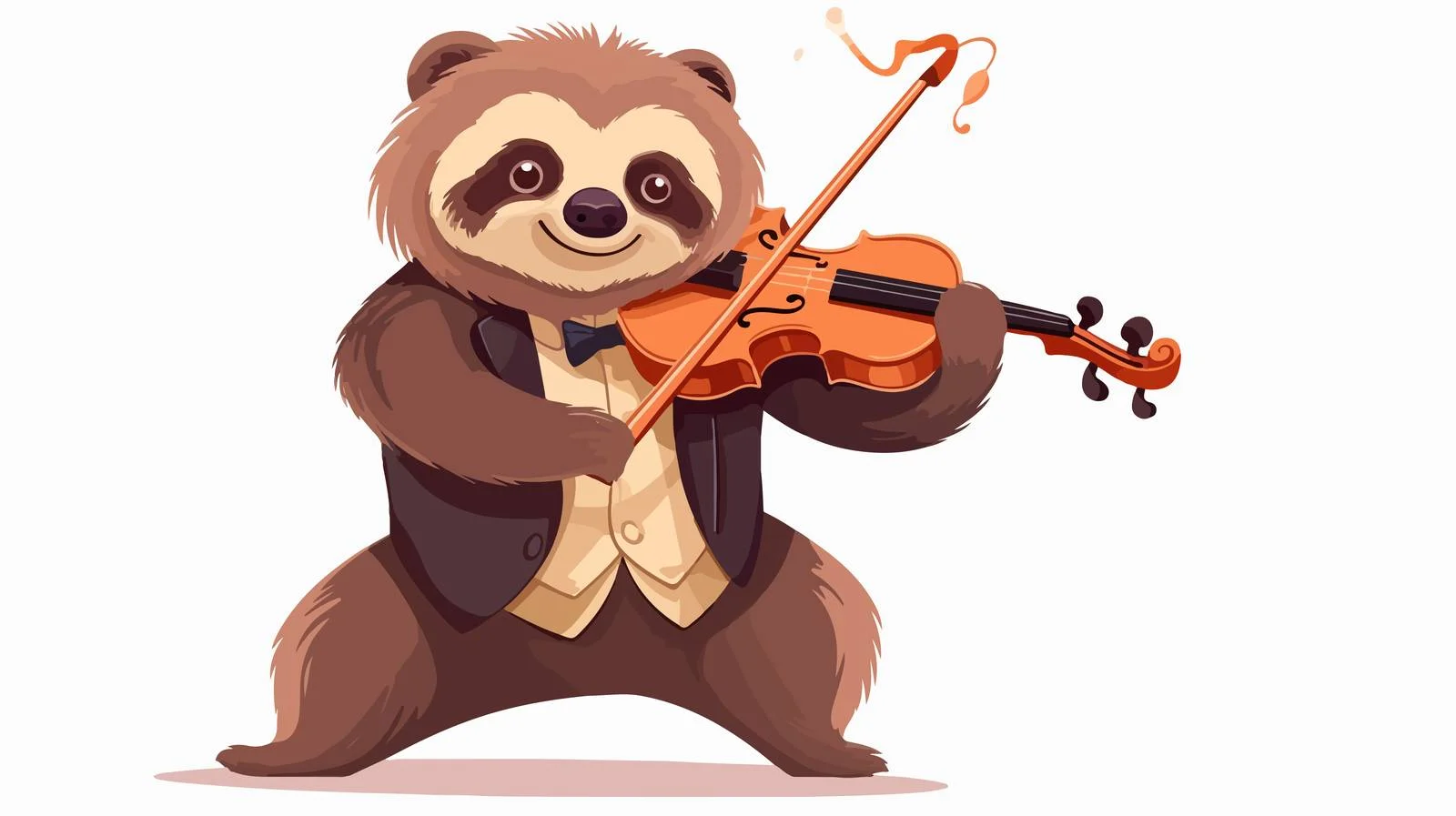 Charming sloth in formal attire playing fiddle — free download from Dotvec