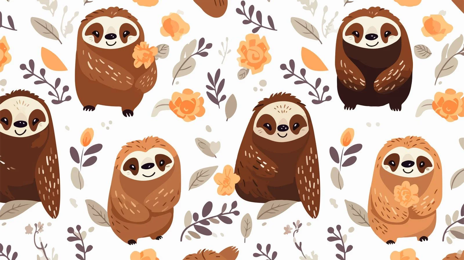 Adorable Sloths Pattern: Lazy and Lovable — free download from Dotvec