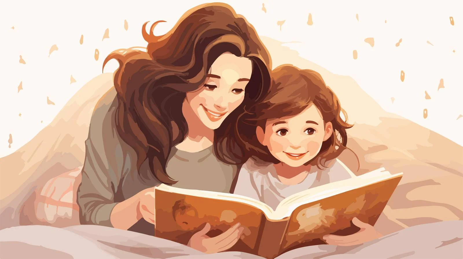 Joyful mother-daughter pajama cuddle — free download from Dotvec