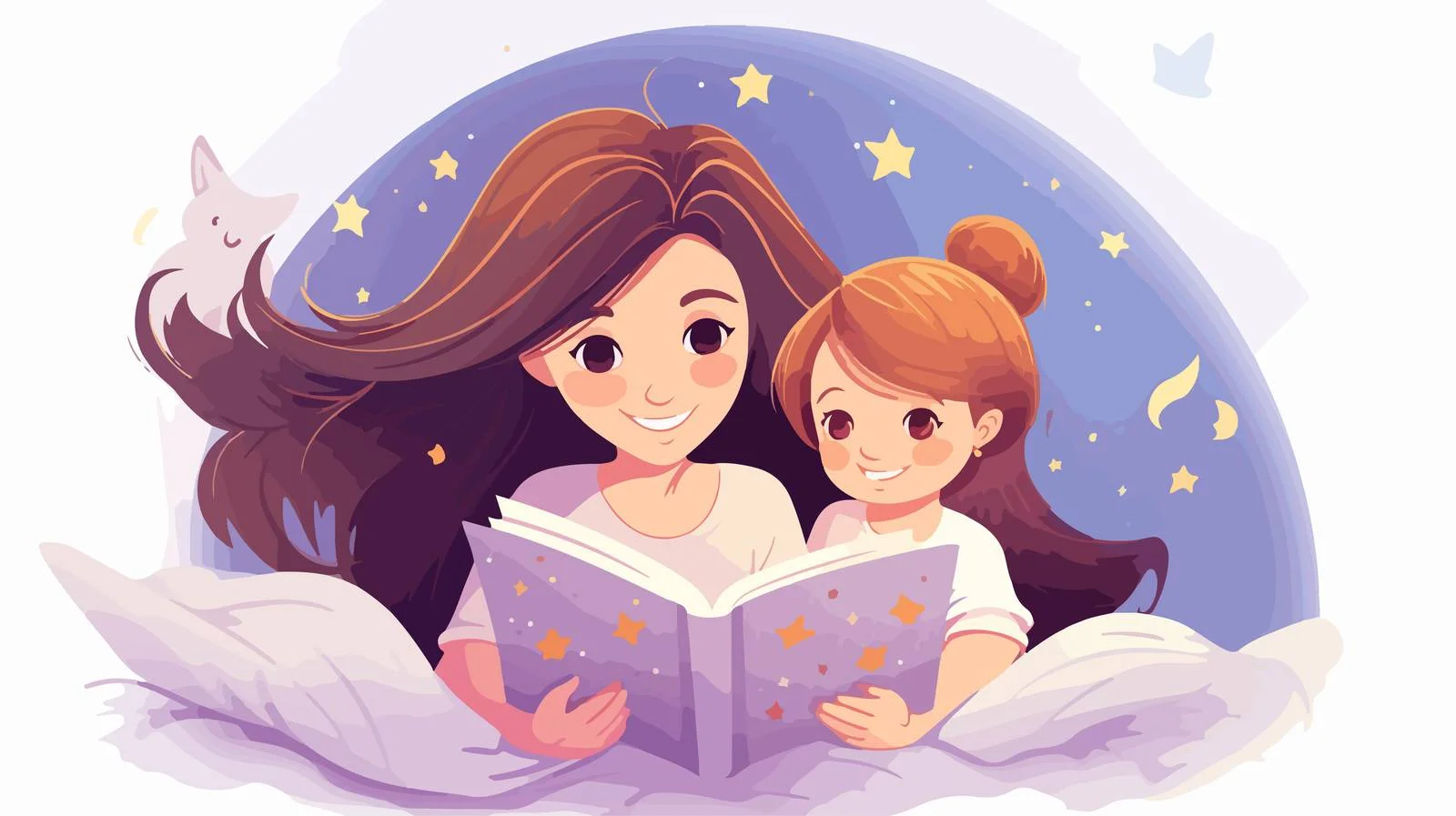 Joyful mother-daughter pajama lounging time — free download from Dotvec