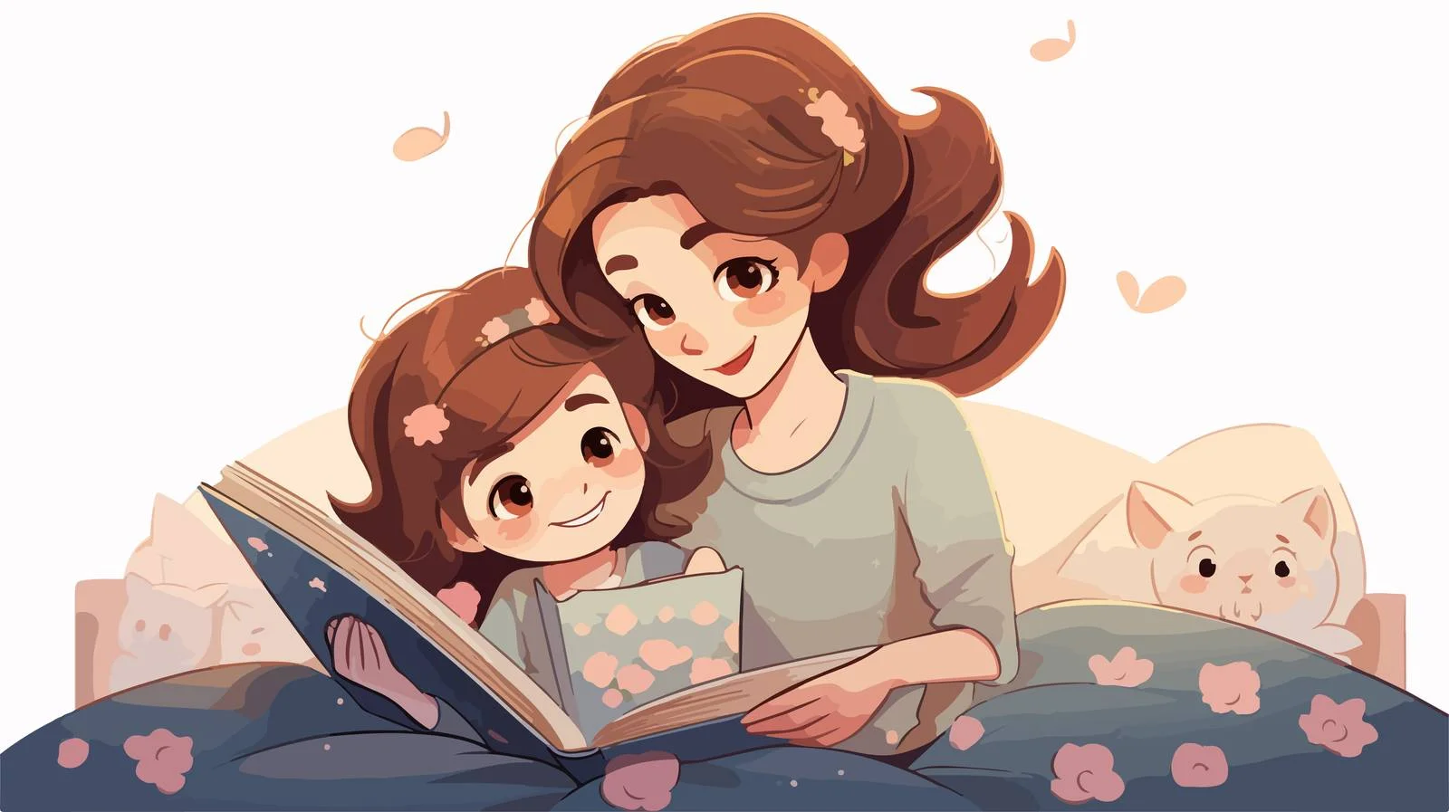 Joyful mother and daughter relaxing in pajamas — free download from Dotvec