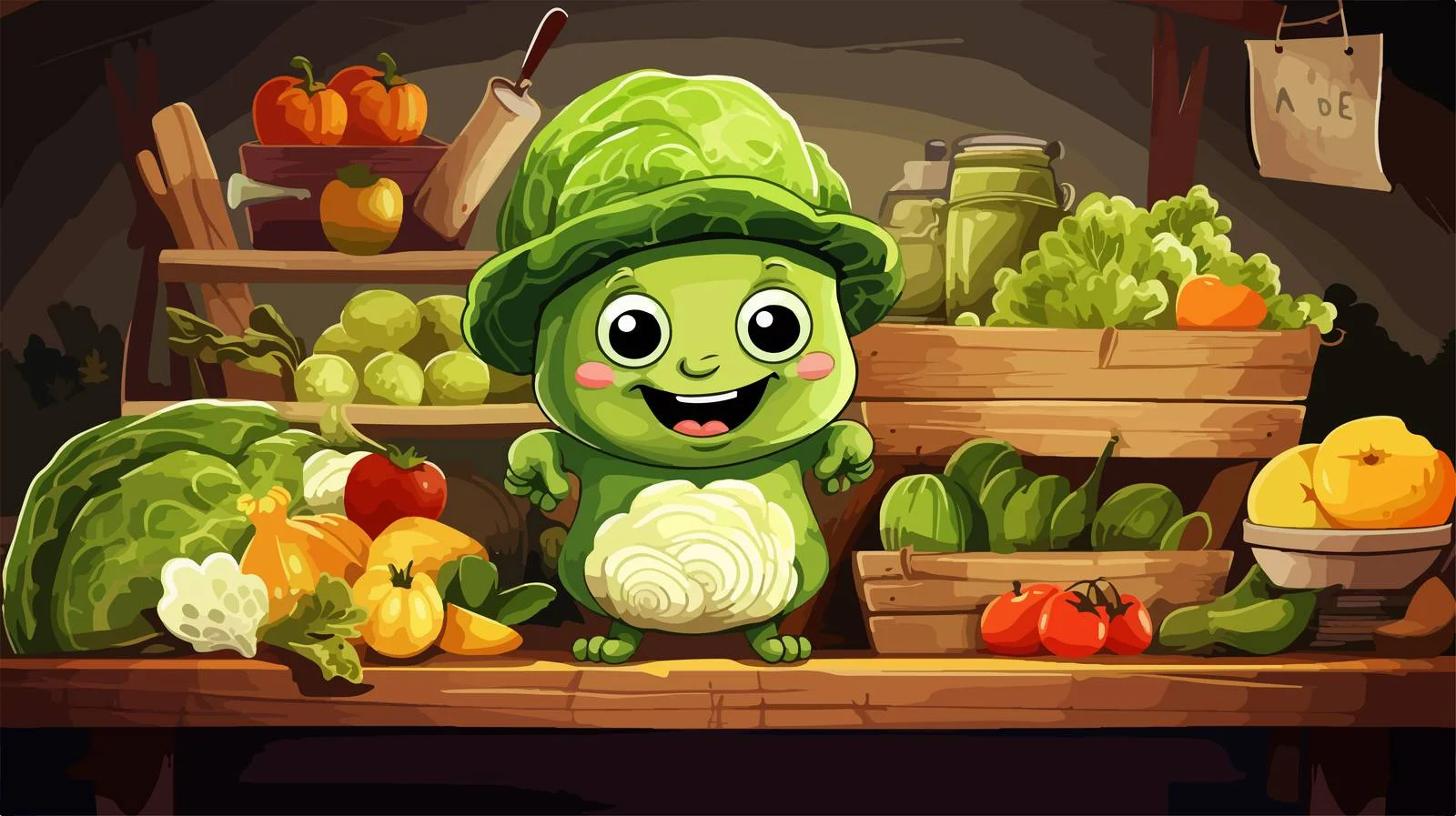 Adorable snail vending farm fresh produce — free download from Dotvec