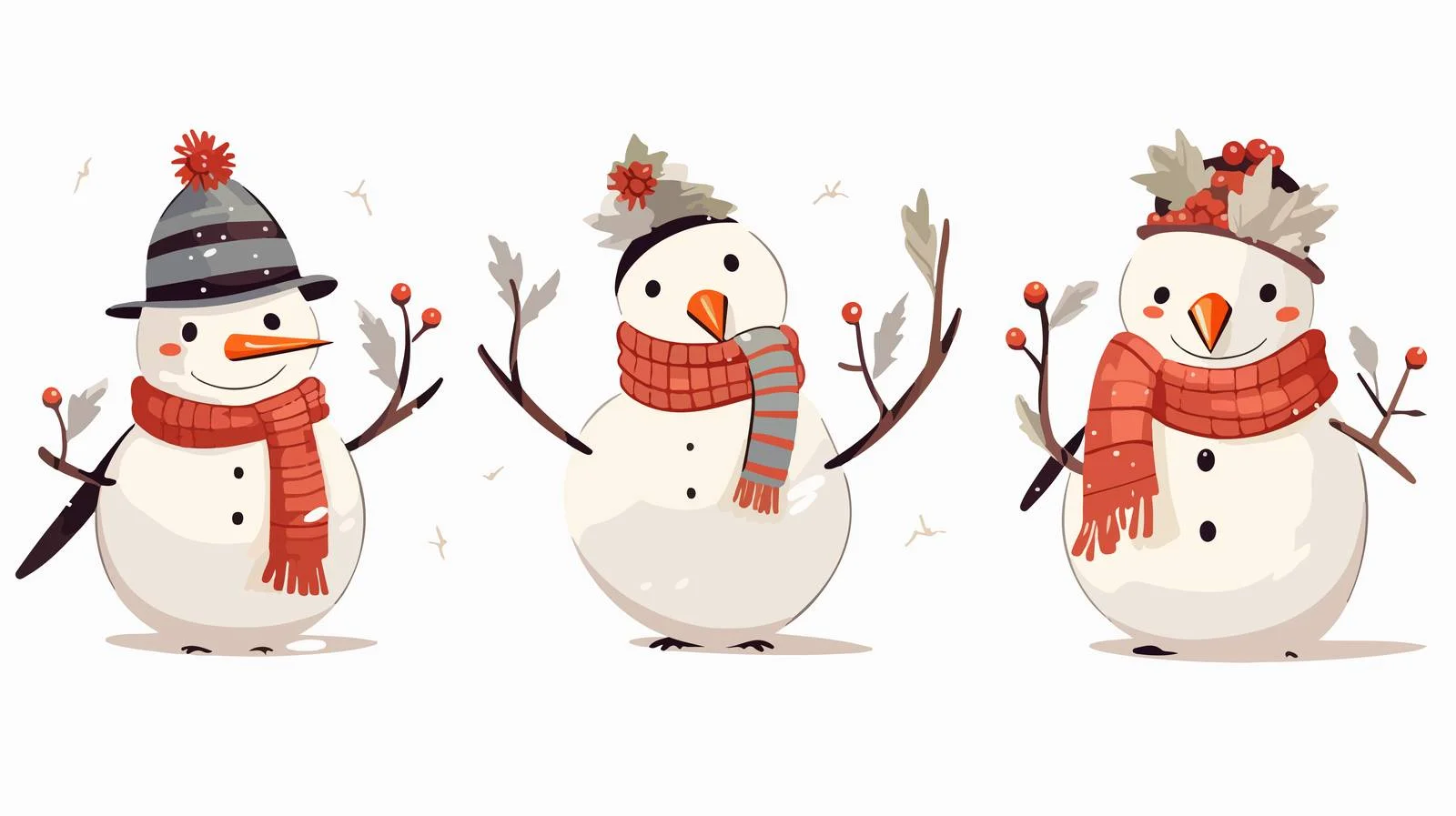 Adorable Snowman with Birds on Twig Arms — free download from Dotvec