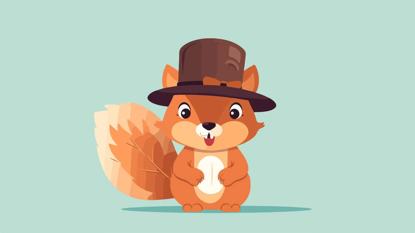 Adorable squirrel in comical headgear presenting blank sign — free download from Dotvec
