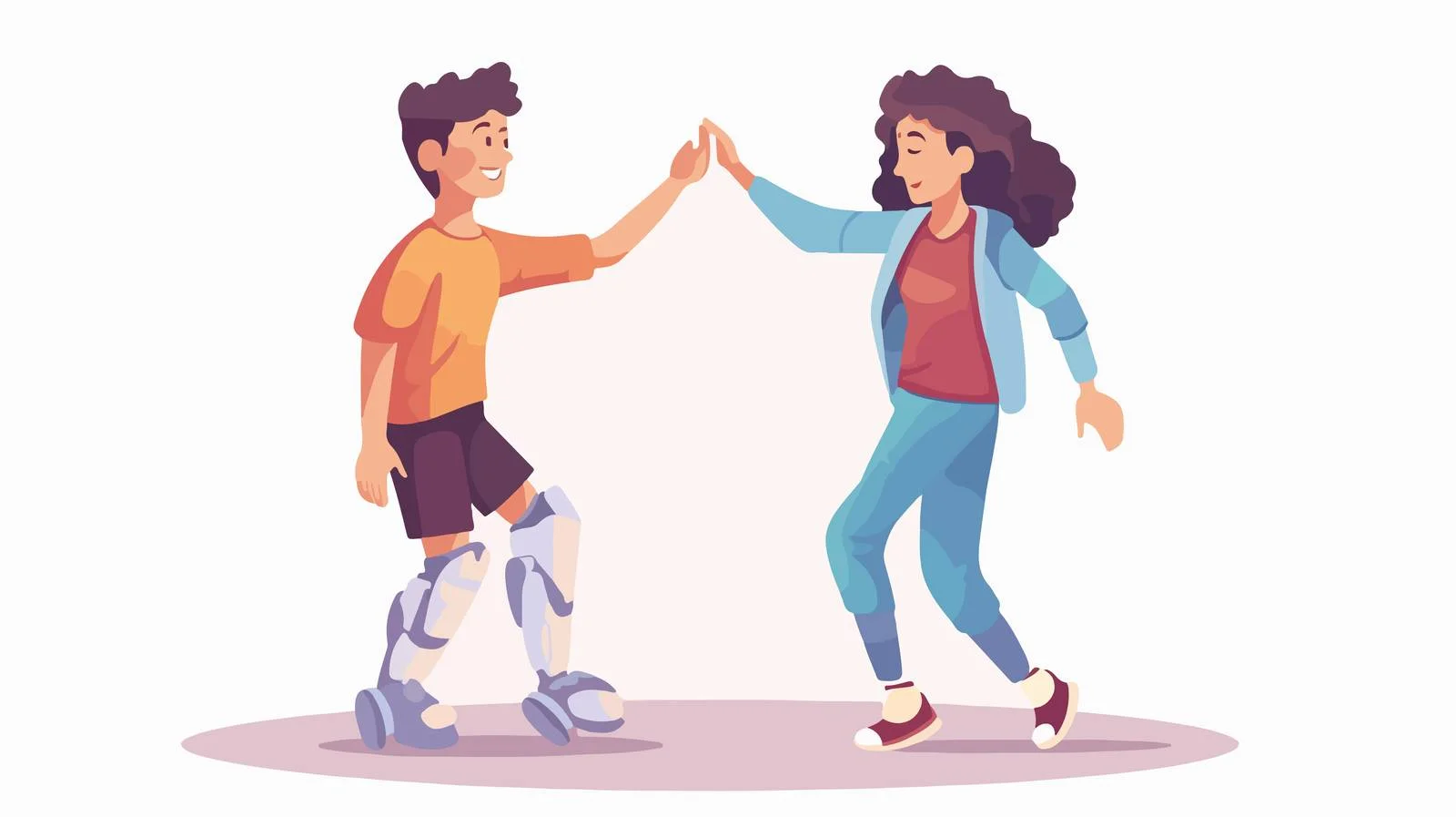 Adorable teen amputee boy exchanging high-five — free download from Dotvec
