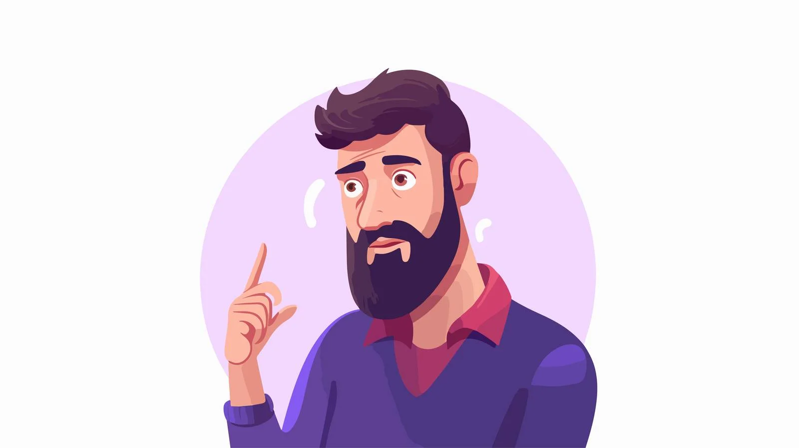 Bearded man pondering in white background — free download from Dotvec