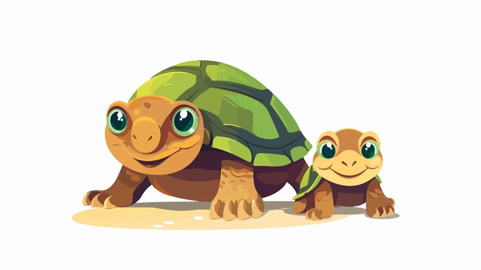Adorable Turtle Mother and Baby Together — free download from Dotvec