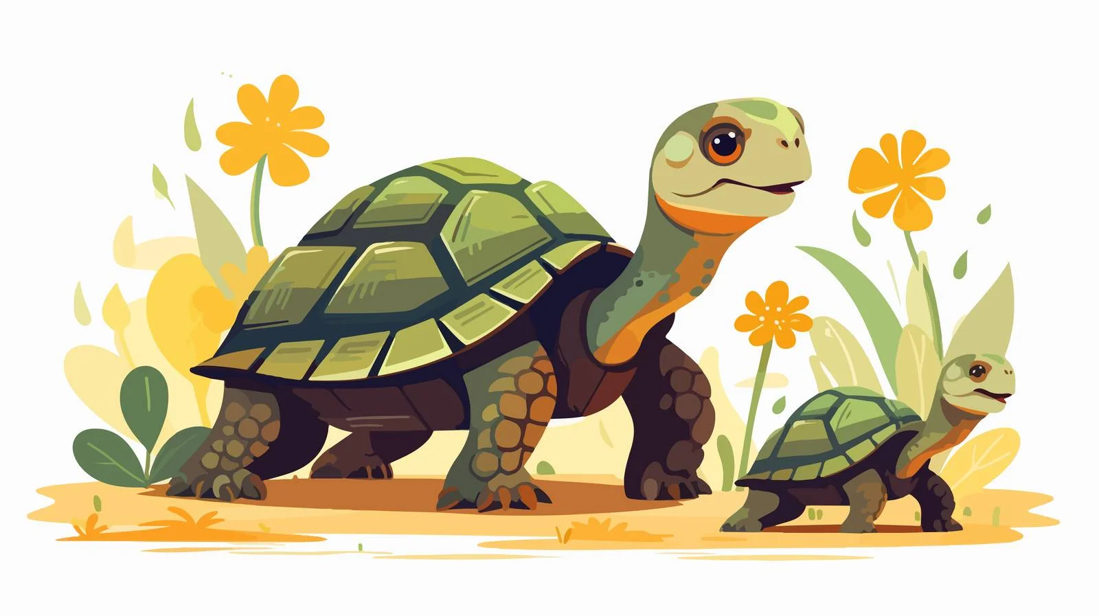 Adorable Turtle Mother with Baby Pair — free download from Dotvec