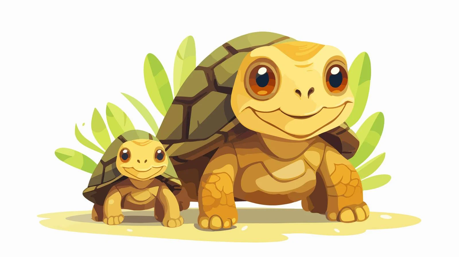 Adorable Turtle Mother with Baby Amphibians — free download from Dotvec