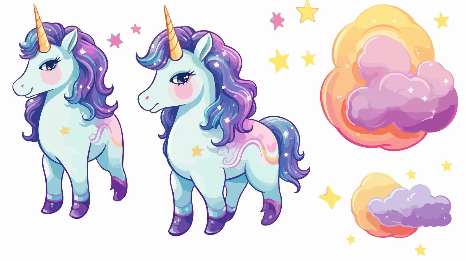 Adorable Unicorn Cartoon Set — free download from Dotvec